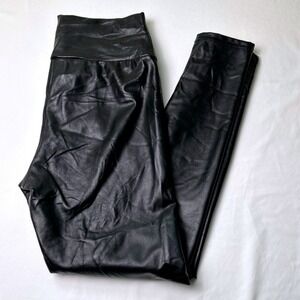 GINASY Women High Waisted Skinny Faux Leather Leggings Black Size S Stretch